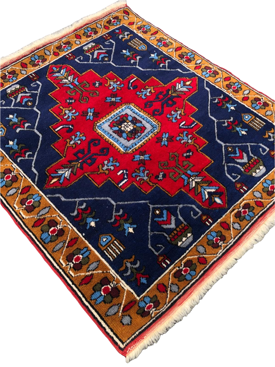 Tapis Persan carré fait main - 1m x 1m