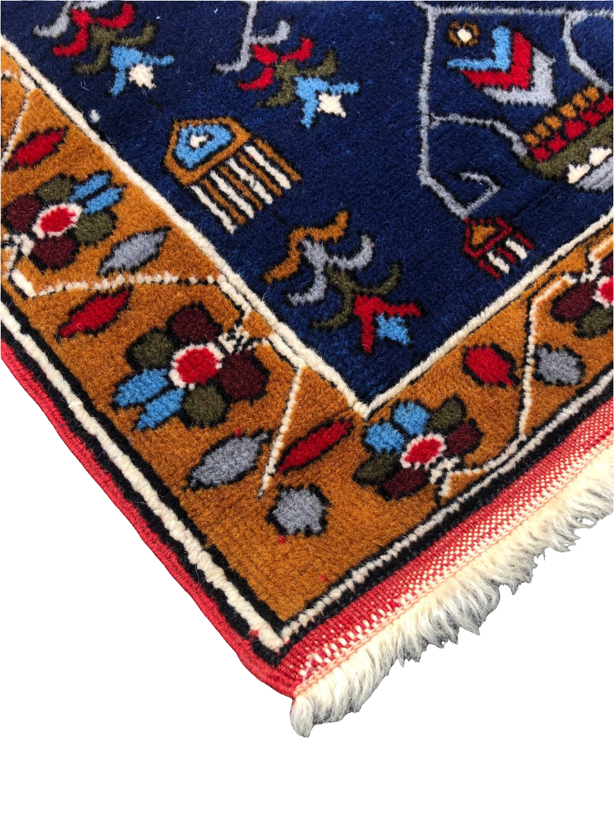 Tapis Persan carré fait main - 1m x 1m