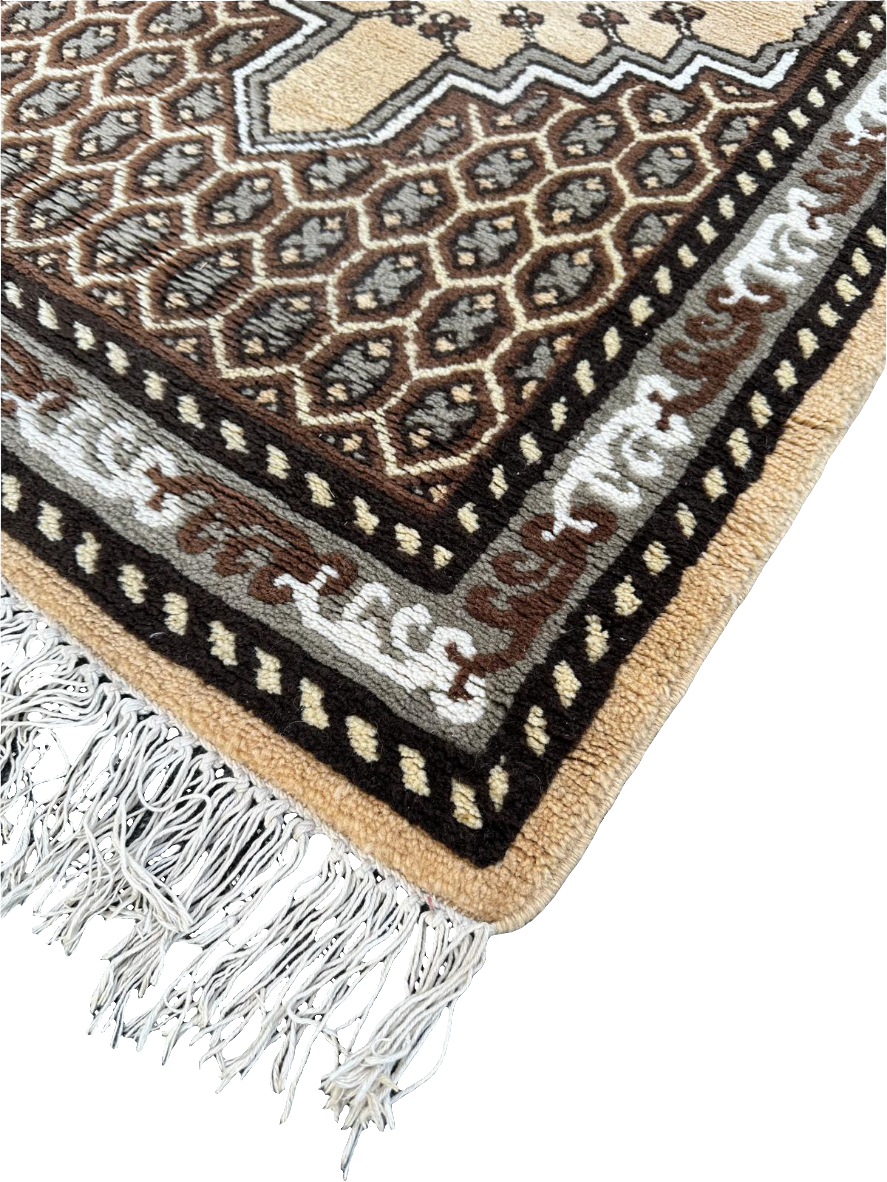 Tapis beige de couloir fait main 4m x 1m