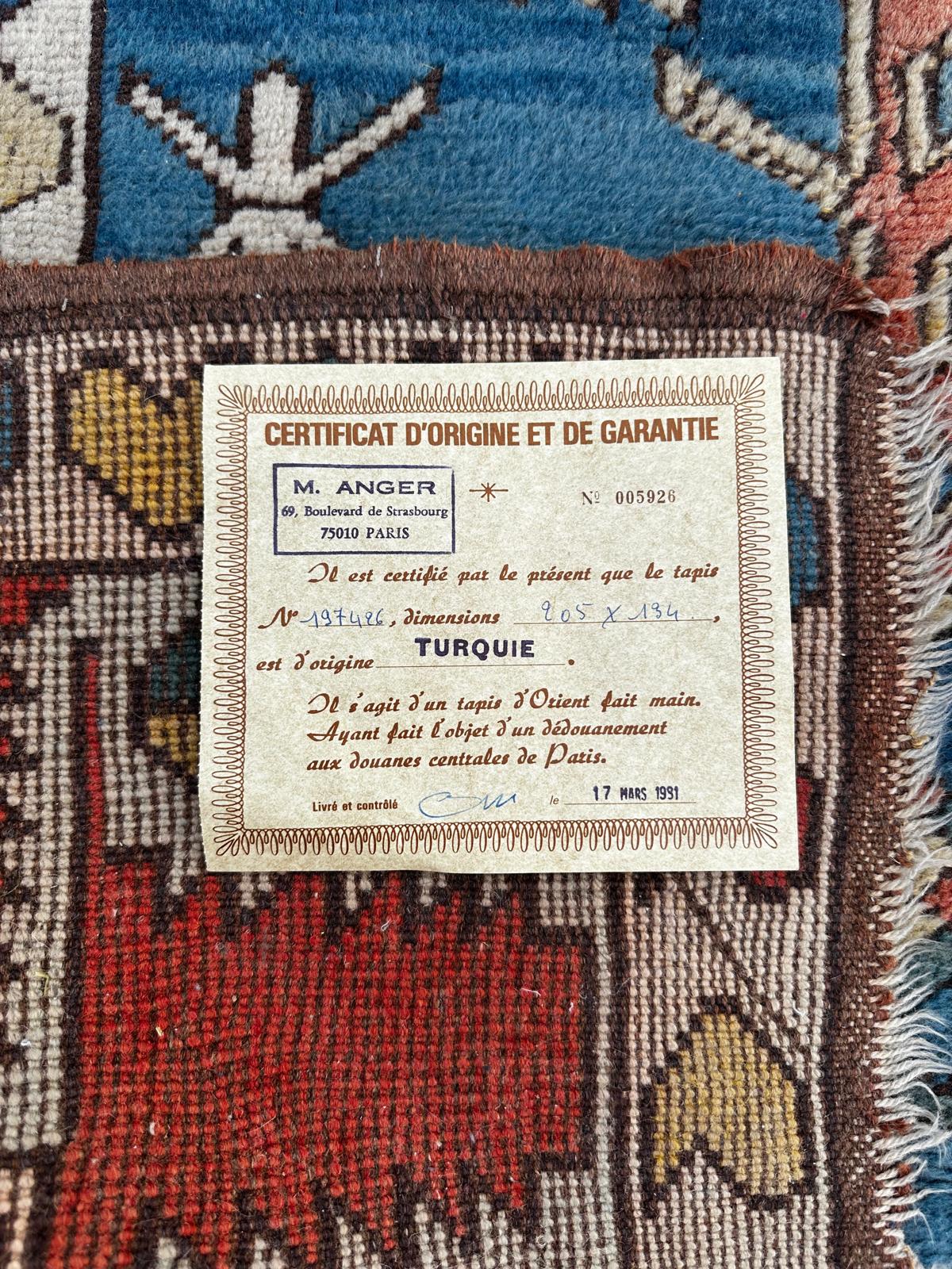 Tapis turc fait main 210cm x 140cm