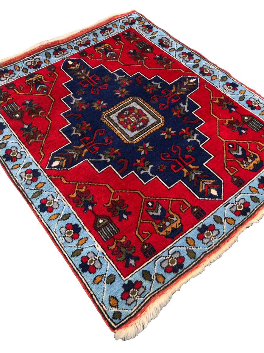 Tapis Persan carré fait main - 1m x 1m