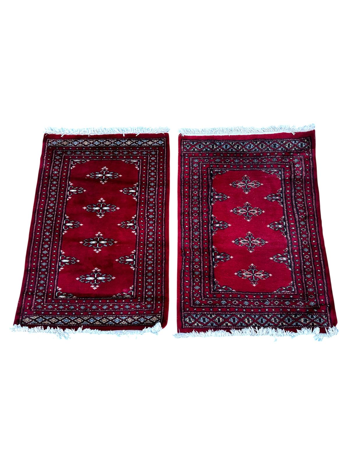 Paire de tapis boukhara fait main 90cm x 60cm