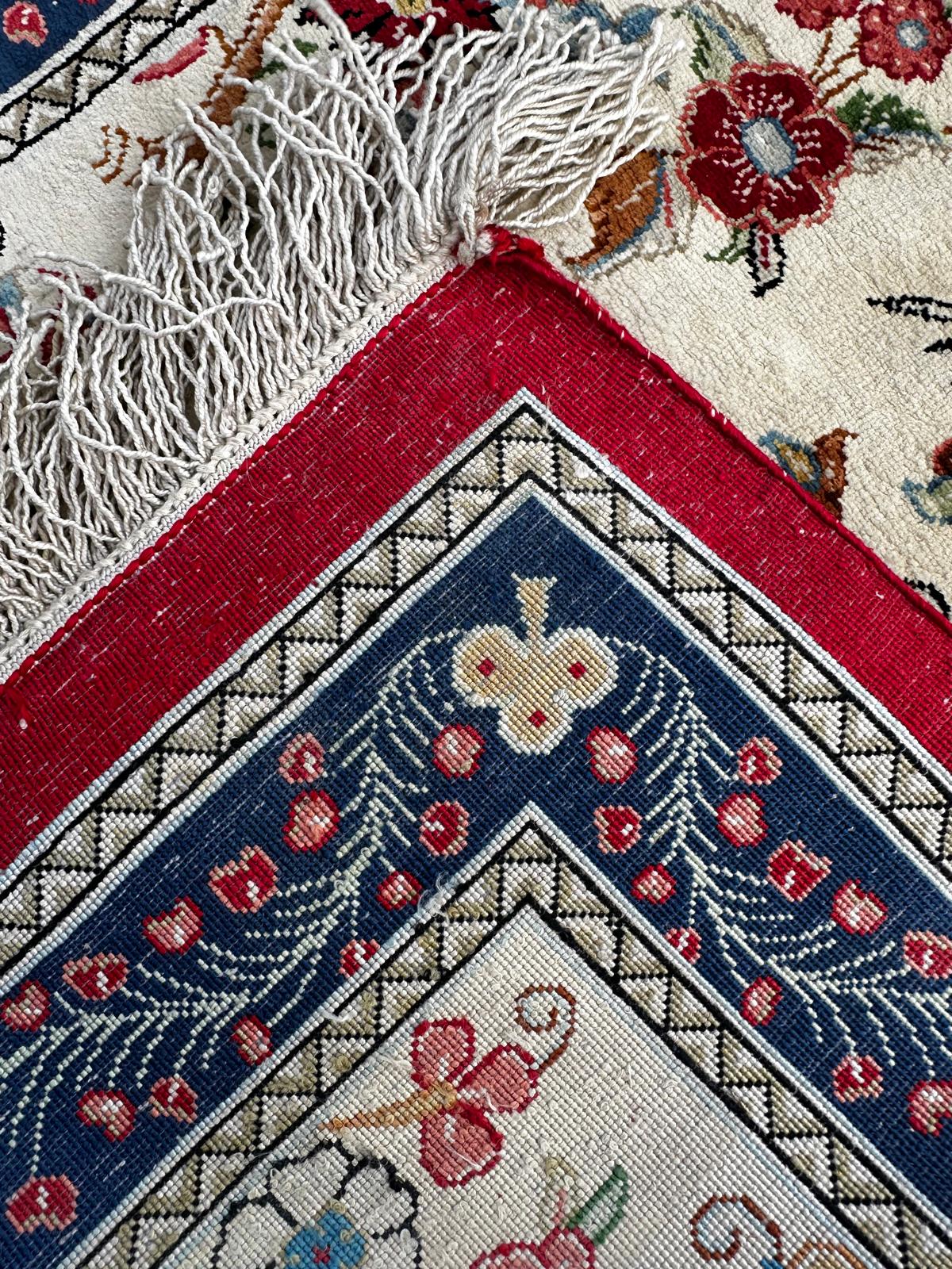 Tapis turc signé en soie 200cm x 50cm