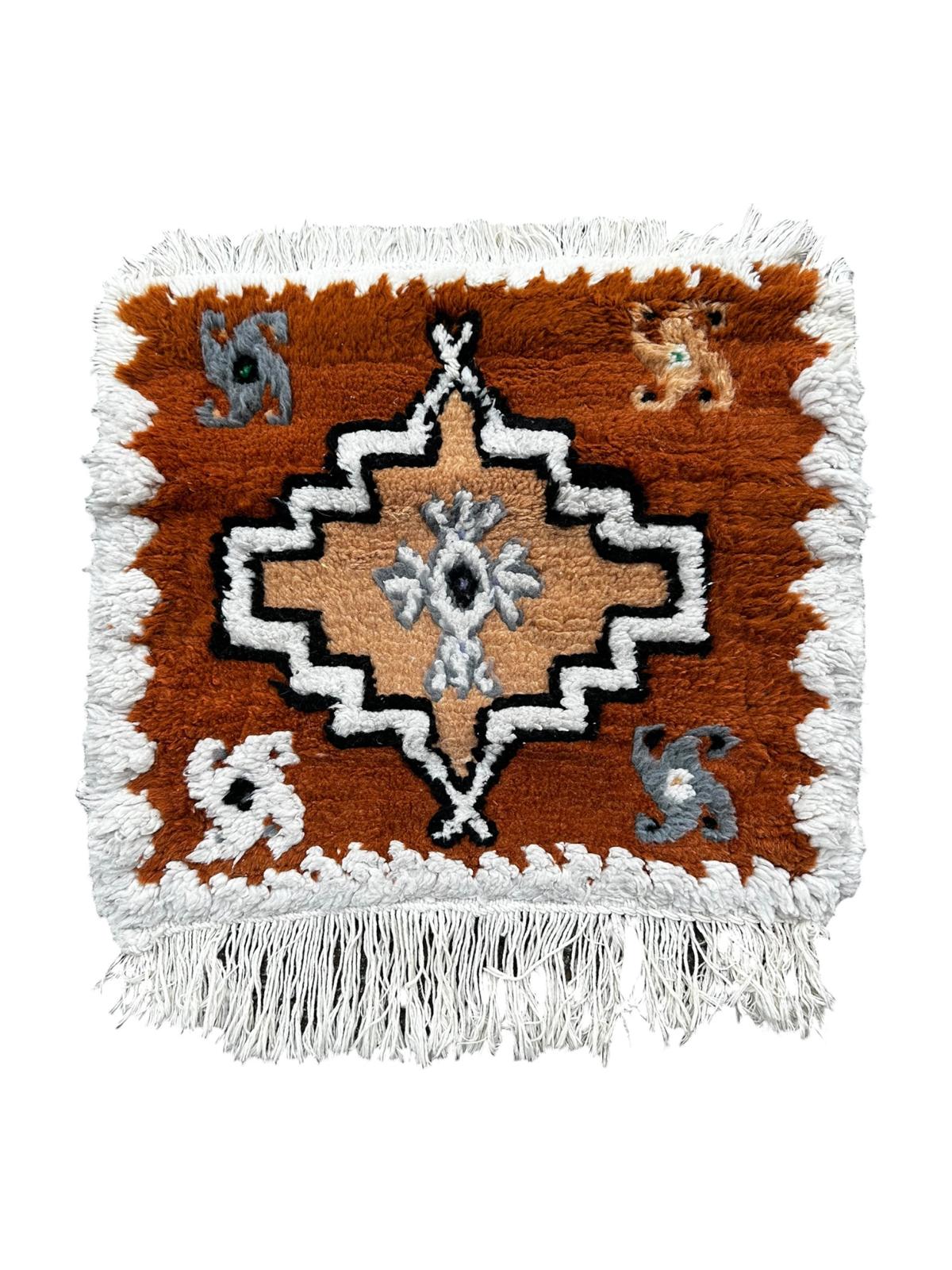 Paire de tapis tunisien carré fait main 45cm x 45cm