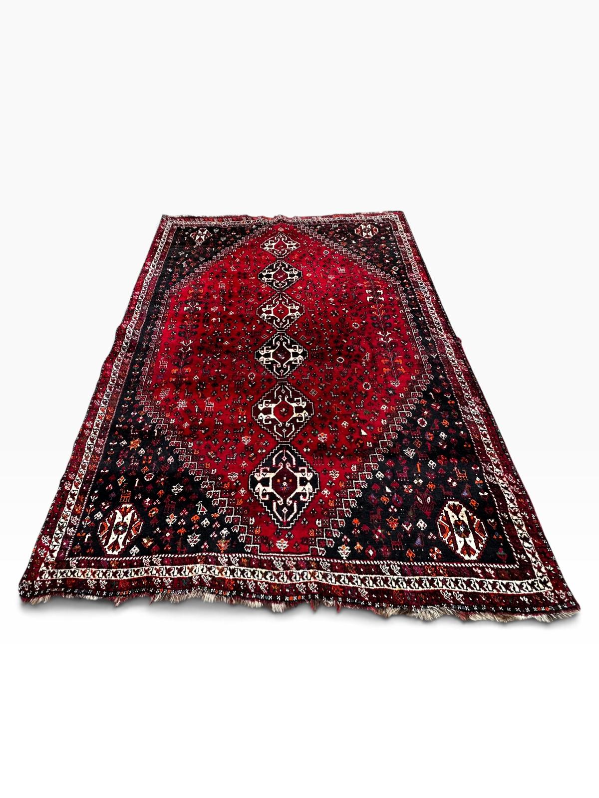 Tapis persan Shiraz fait main 305cm x 235cm
