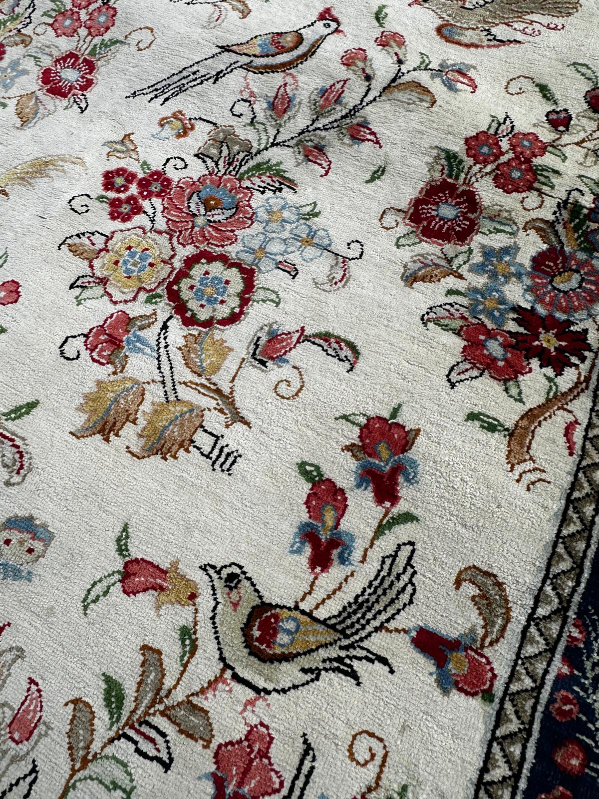Tapis turc signé en soie 200cm x 50cm