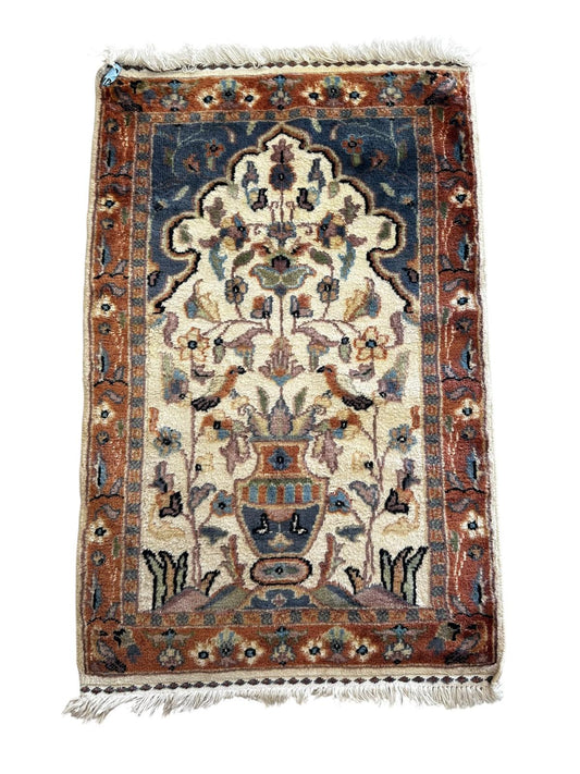 Tapis persan en laine et soie 100cm x 60cm