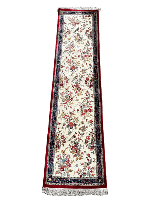 Tapis turc signé en soie 200cm x 50cm