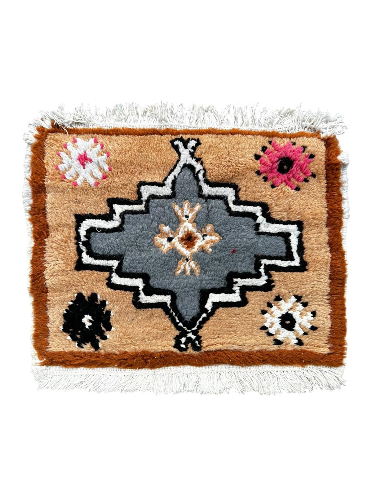 Paire de tapis tunisien carré fait main 45cm x 45cm